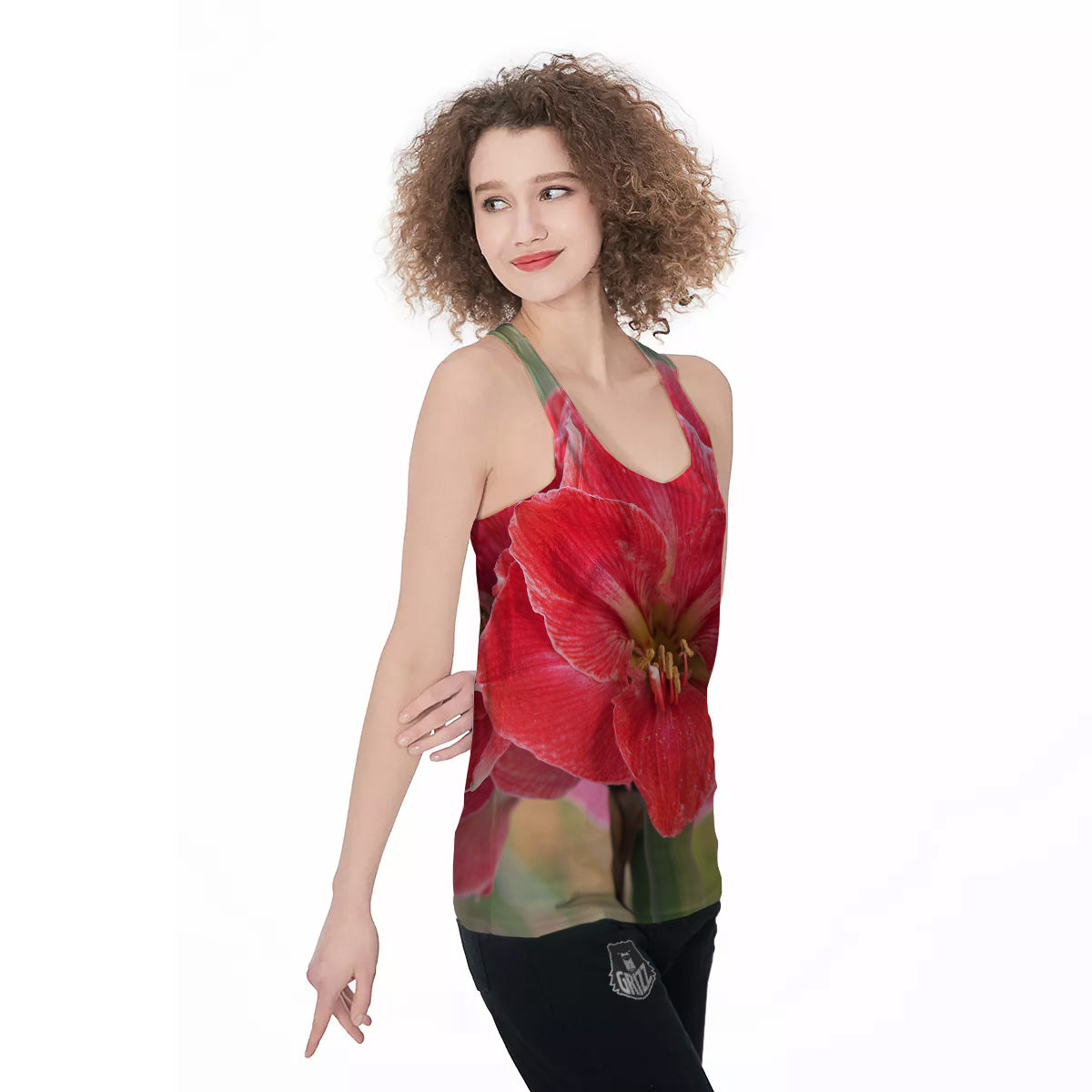 Fresh Amaryllis Print Women's Racerback Tank Top-grizzshop