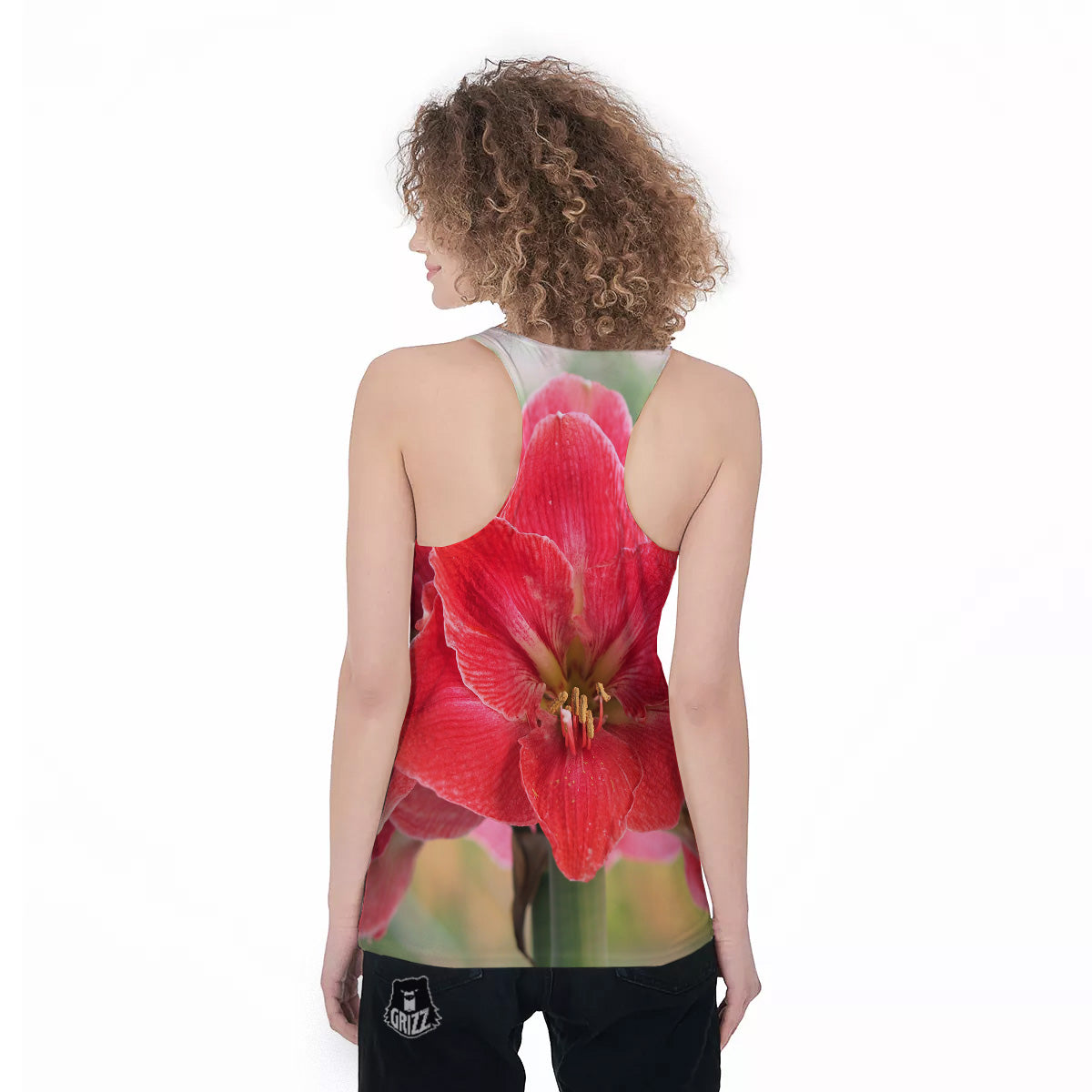 Fresh Amaryllis Print Women's Racerback Tank Top-grizzshop