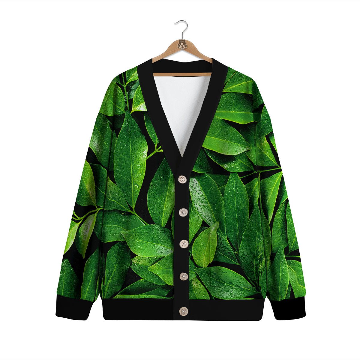 Fresh Leaf Green Print Cardigan-grizzshop