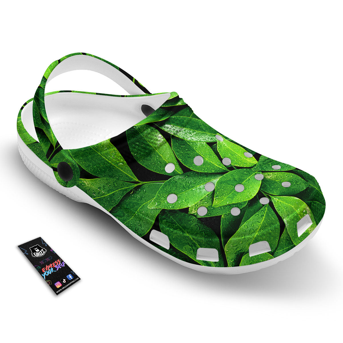 Fresh Leaf Green Print Clog-grizzshop