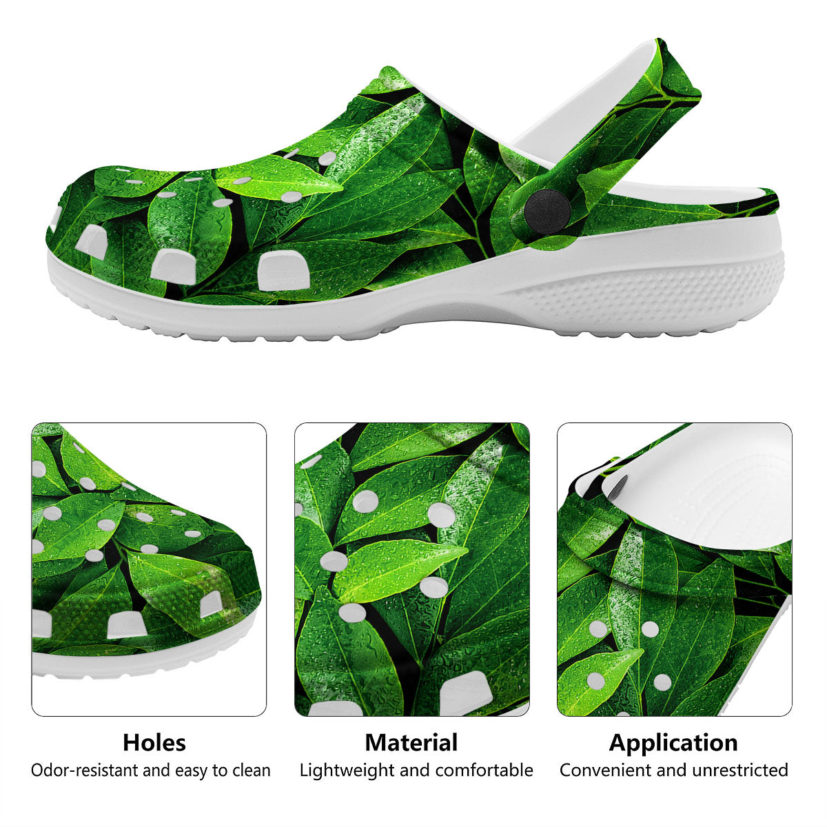 Fresh Leaf Green Print Clog-grizzshop