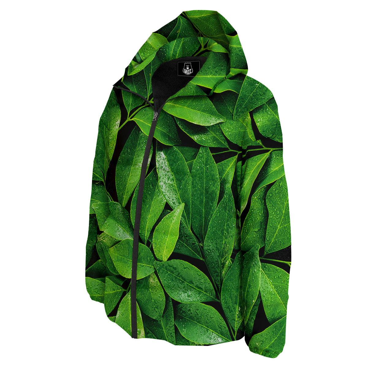 Fresh Leaf Green Print Down Jacket-grizzshop