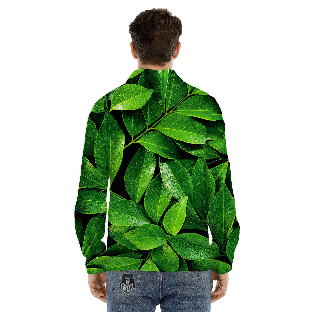 Fresh Leaf Green Print Men's Dress Shirts-grizzshop