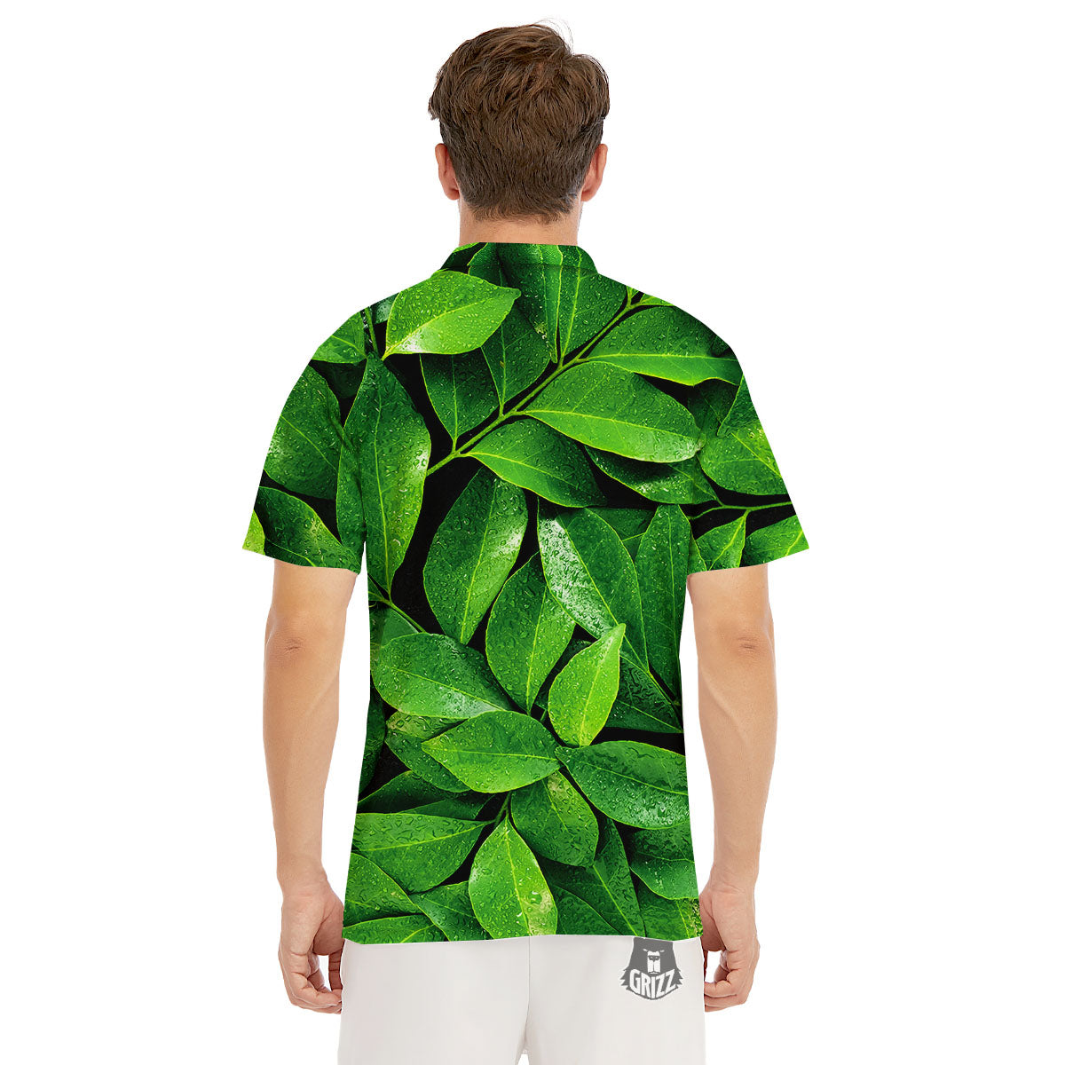 Fresh Leaf Green Print Men's Golf Shirts-grizzshop