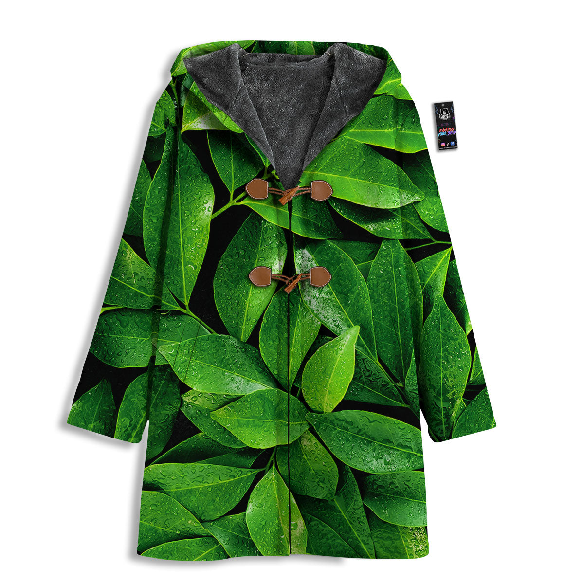 Fresh Leaf Green Print Men's Windbreaker Jacket-grizzshop