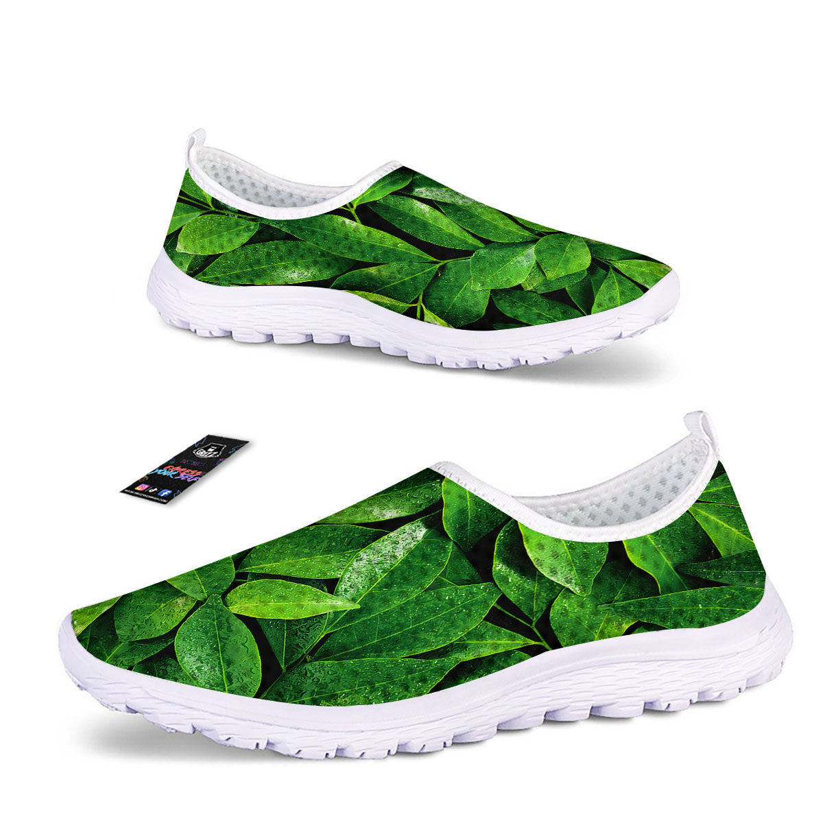Fresh Leaf Green Print Nurse Shoes-grizzshop