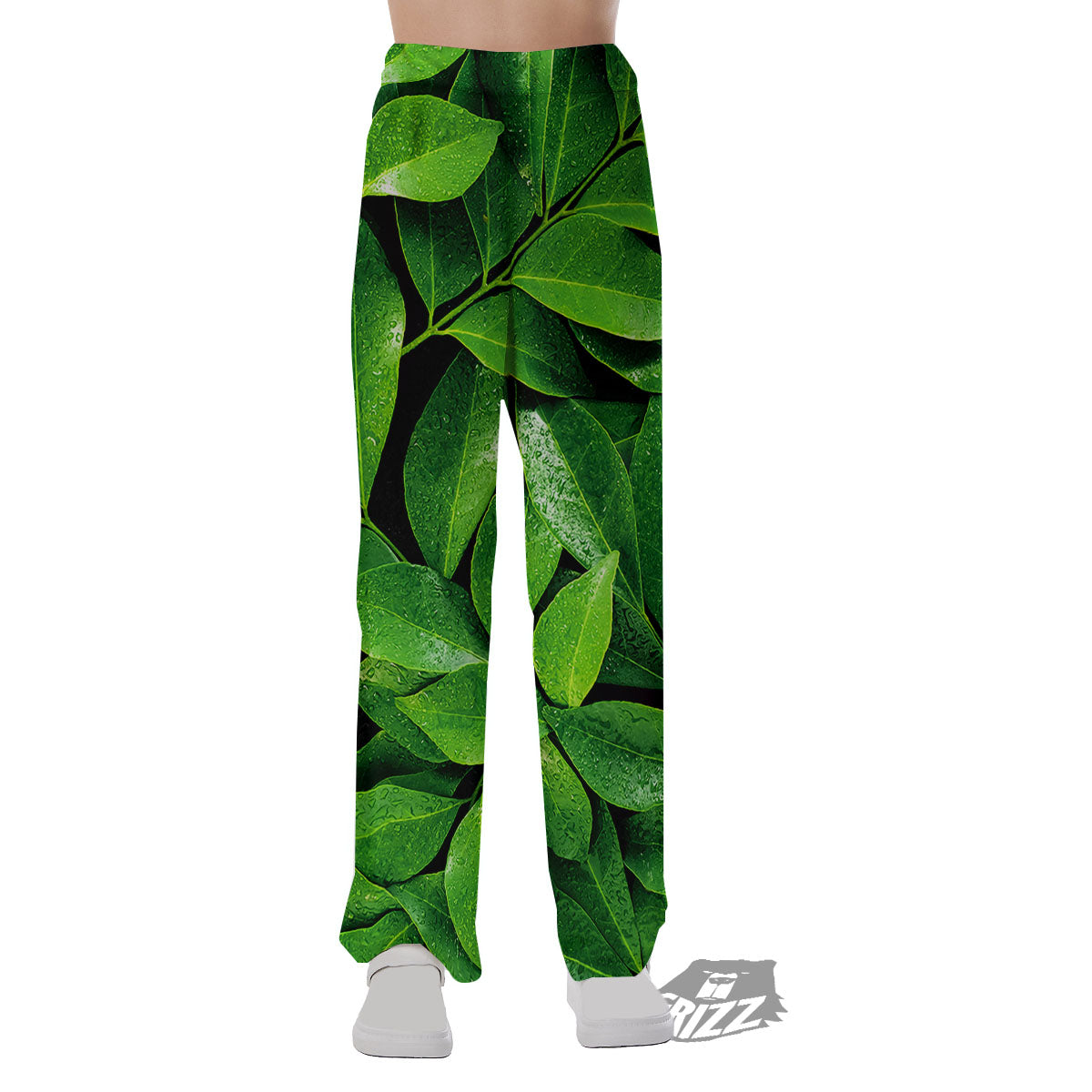 Fresh Leaf Green Print Pajama Pants-grizzshop