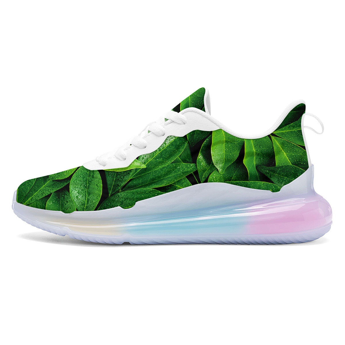 Fresh Leaf Green Print Running Sneakers-grizzshop