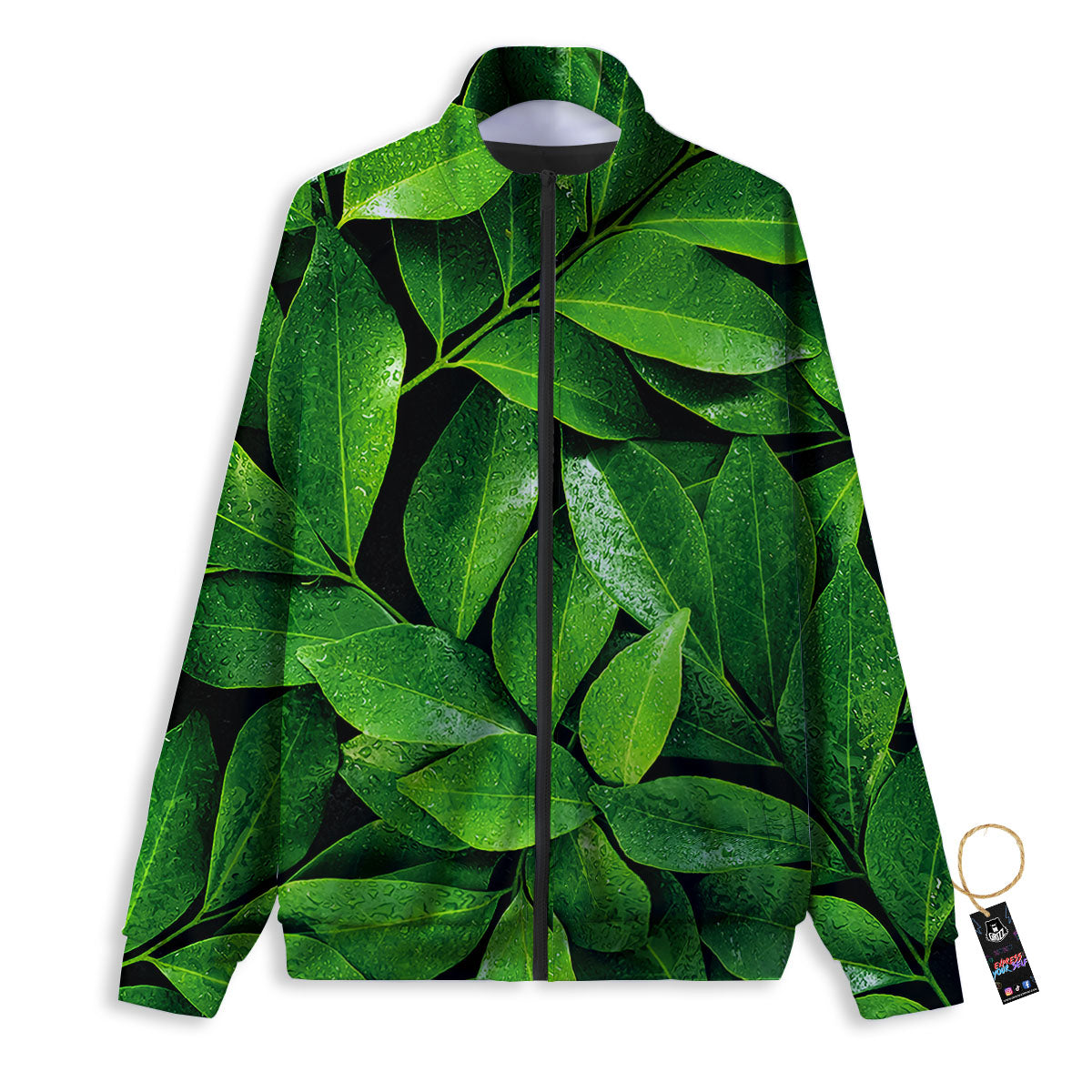 Fresh Leaf Green Print Track Jacket-grizzshop