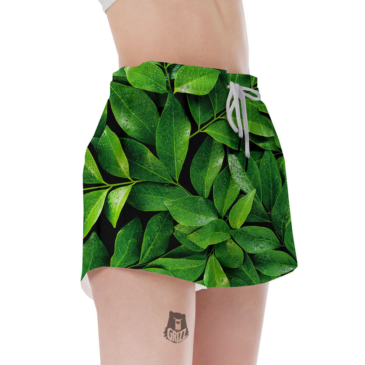 Fresh Leaf Green Print Women's Shorts-grizzshop