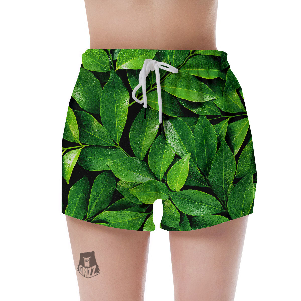 Fresh Leaf Green Print Women's Shorts-grizzshop