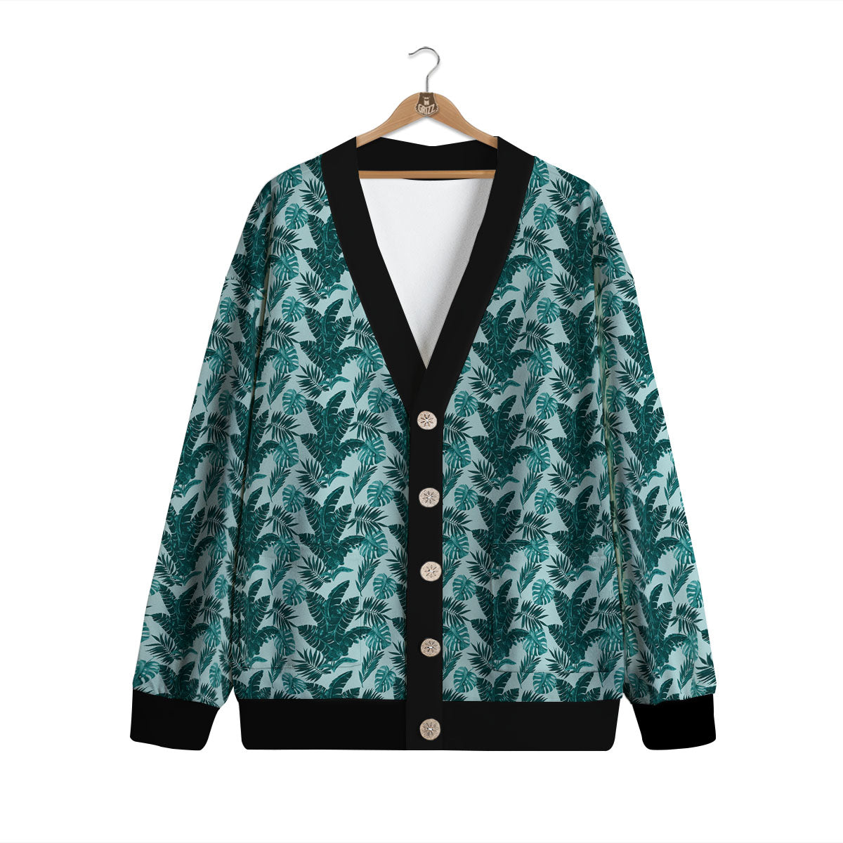 Fresh Leaf Tropical Print Cardigan-grizzshop