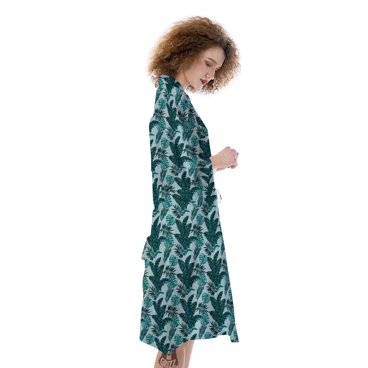 Fresh Leaf Tropical Print Kimono-grizzshop