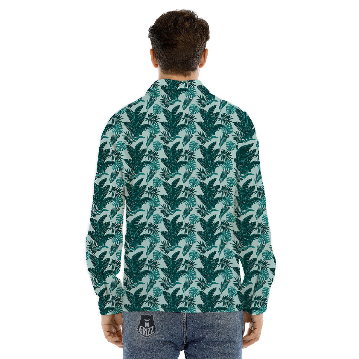 Fresh Leaf Tropical Print Men's Dress Shirts-grizzshop