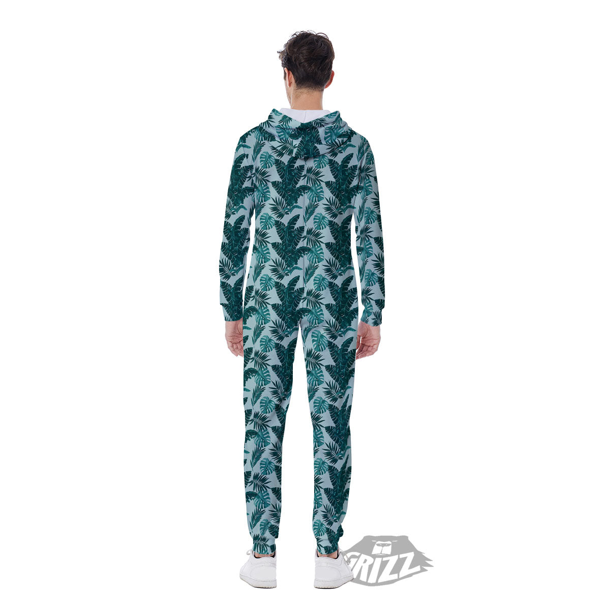 Fresh Leaf Tropical Print Men's Jumpsuit-grizzshop