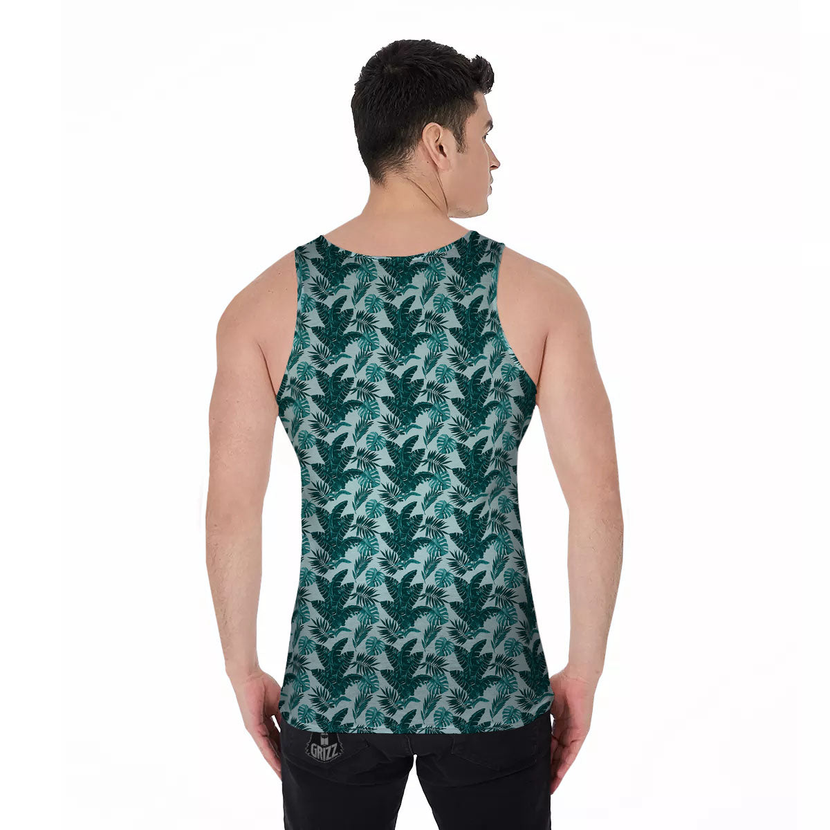 Fresh Leaf Tropical Print Men's Tank Top-grizzshop