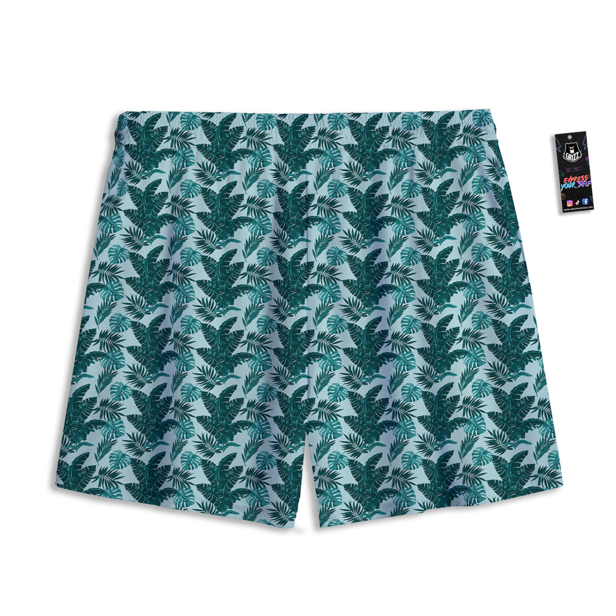 Fresh Leaf Tropical Print Mesh Shorts