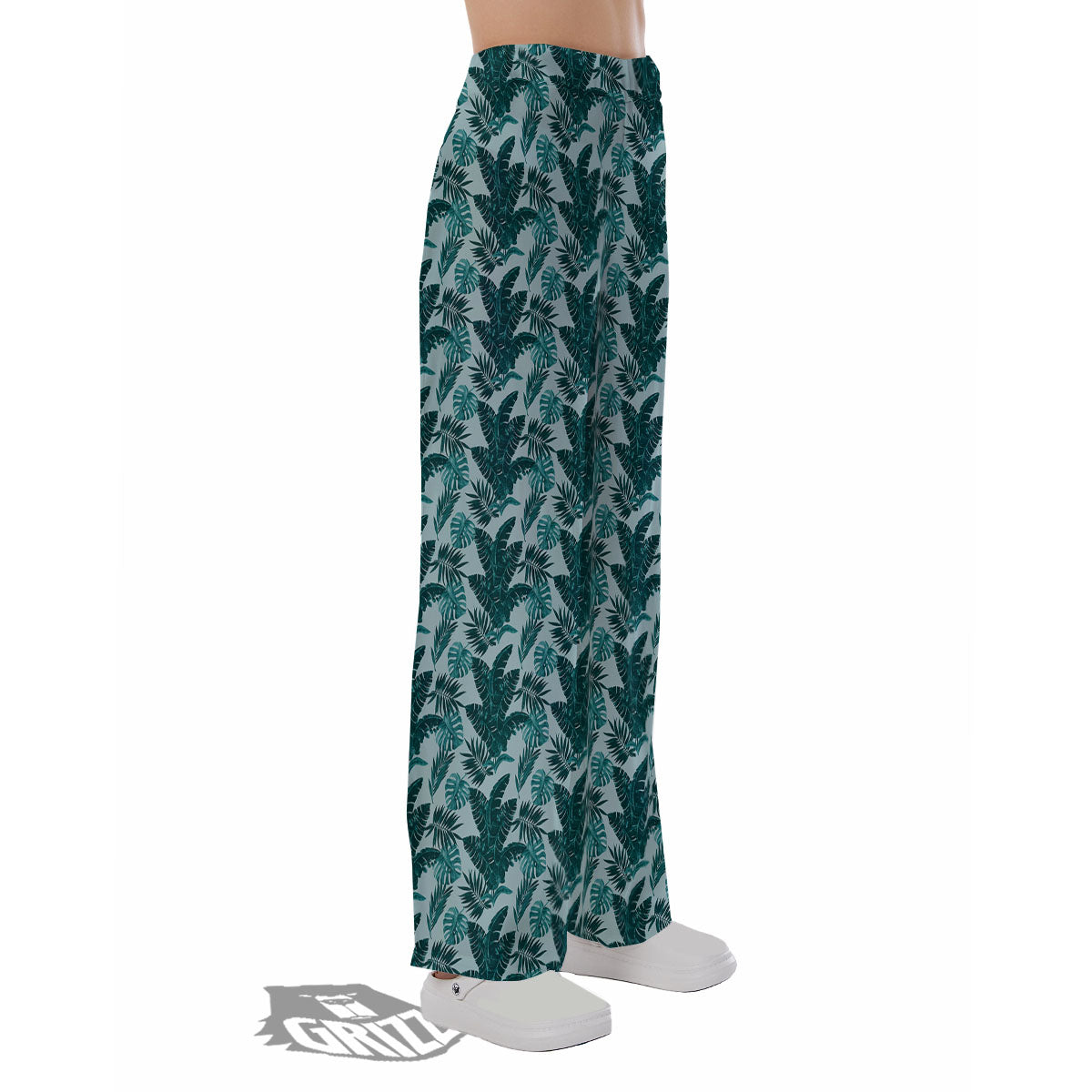Fresh Leaf Tropical Print Pajama Pants-grizzshop