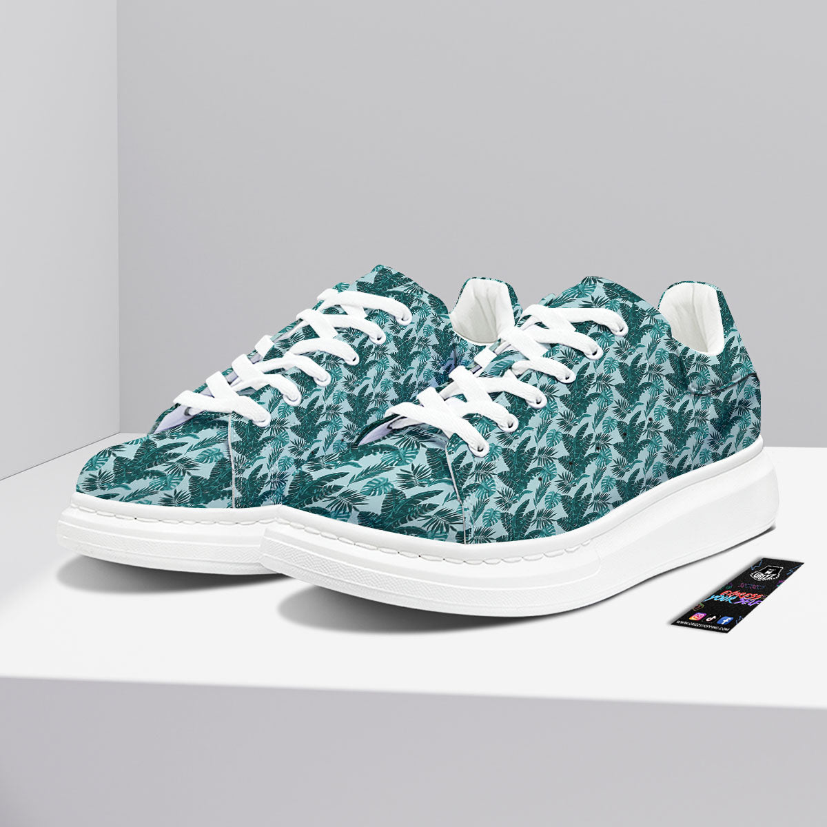 Fresh Leaf Tropical Print Platform Shoes-grizzshop
