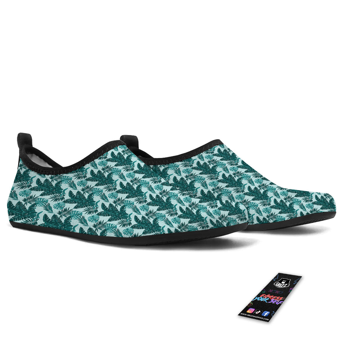 Fresh Leaf Tropical Print Water Shoes-grizzshop