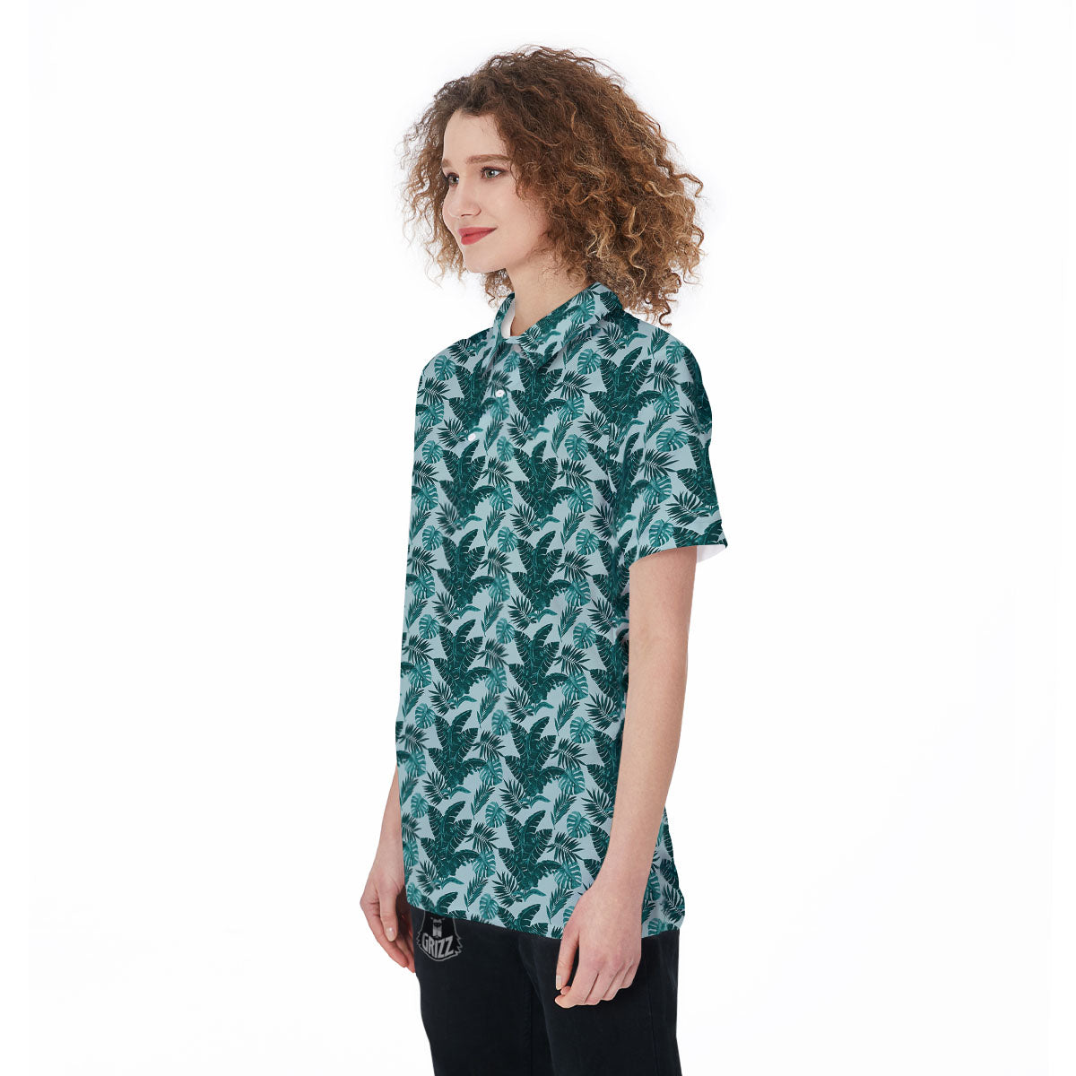 Fresh Leaf Tropical Print Women's Golf Shirts-grizzshop