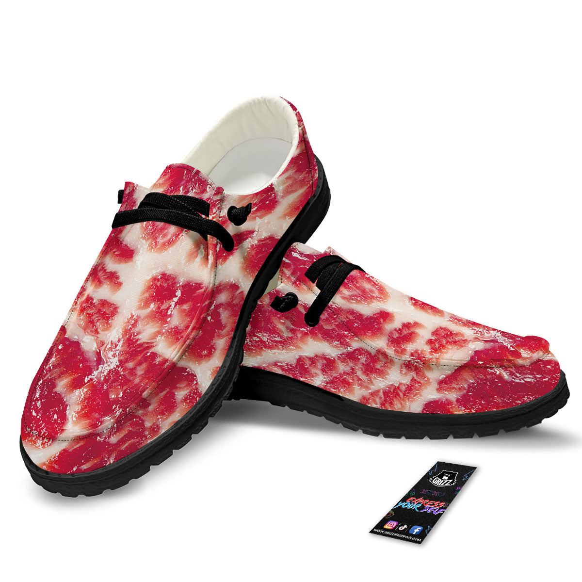 Fresh Meat Print Black Loafers-grizzshop