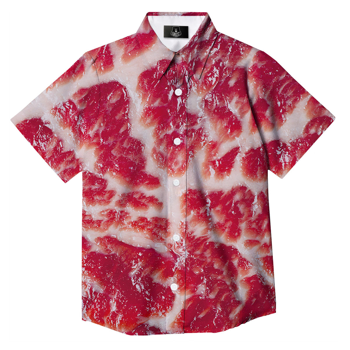 Fresh Meat Print Button Up Shirt-grizzshop