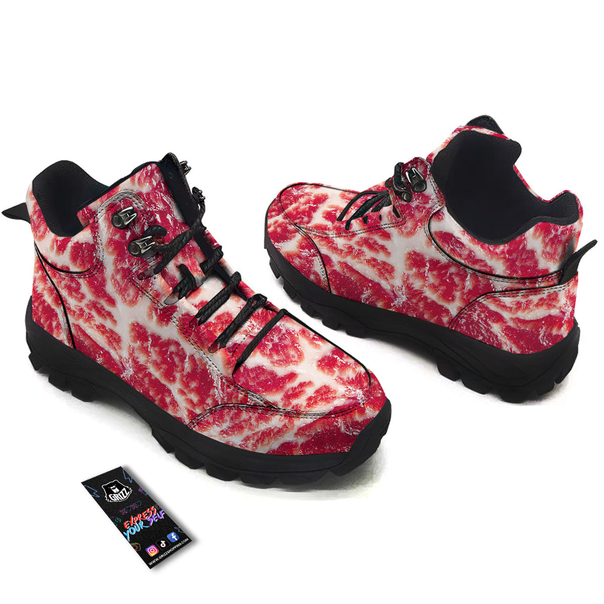 Fresh Meat Print Hiking Shoes-grizzshop