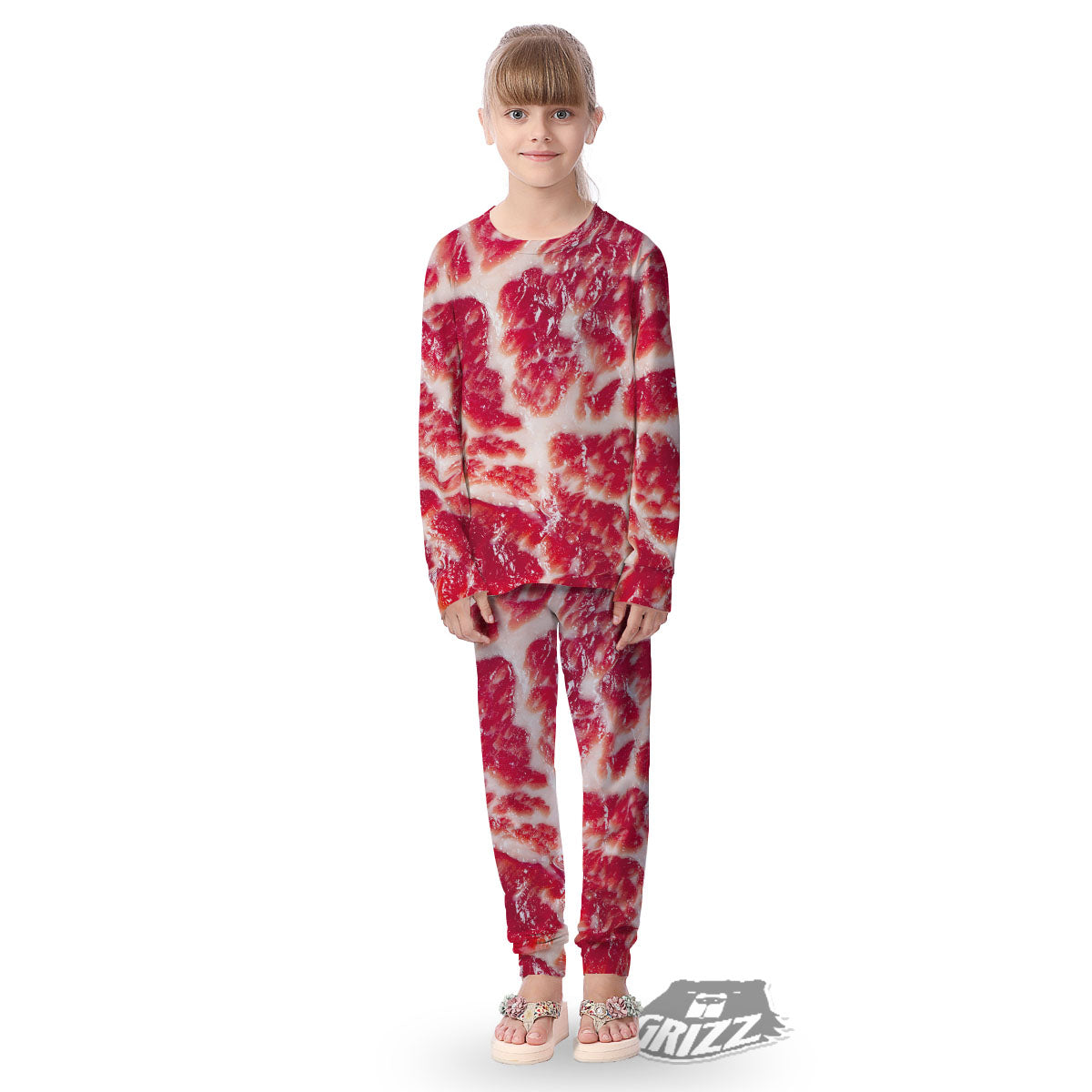 Fresh Meat Print Kid's Pajamas-grizzshop