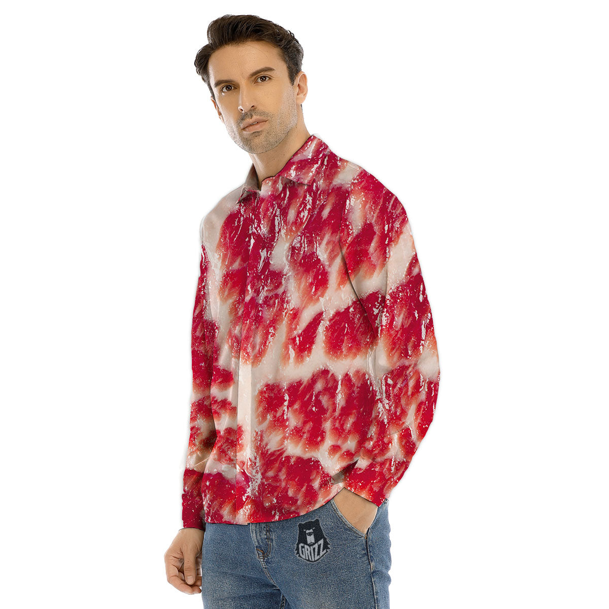 Fresh Meat Print Men's Dress Shirts-grizzshop