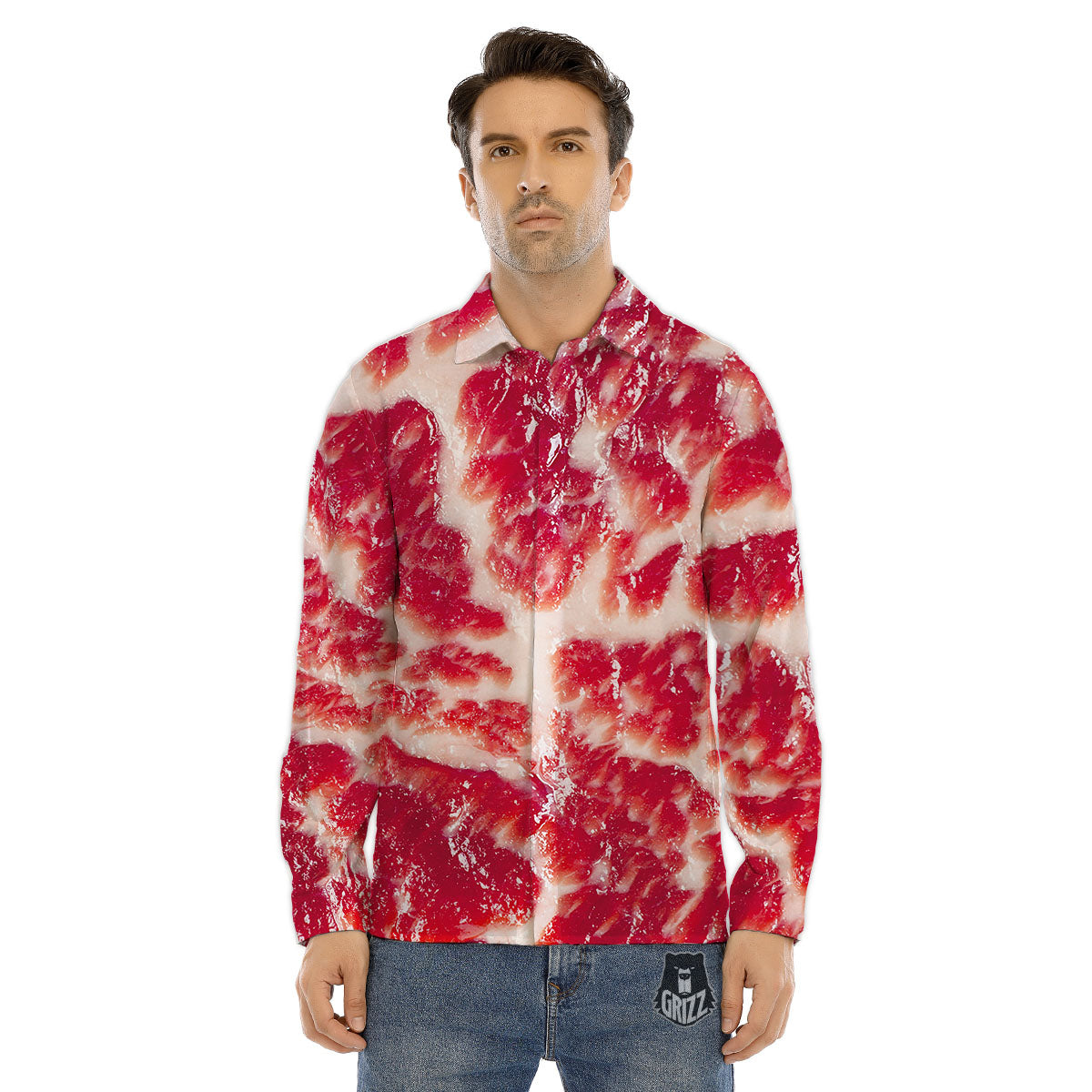 Fresh Meat Print Men's Dress Shirts-grizzshop