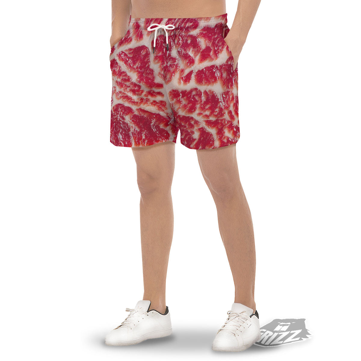Fresh Meat Print Men's Gym Shorts-grizzshop