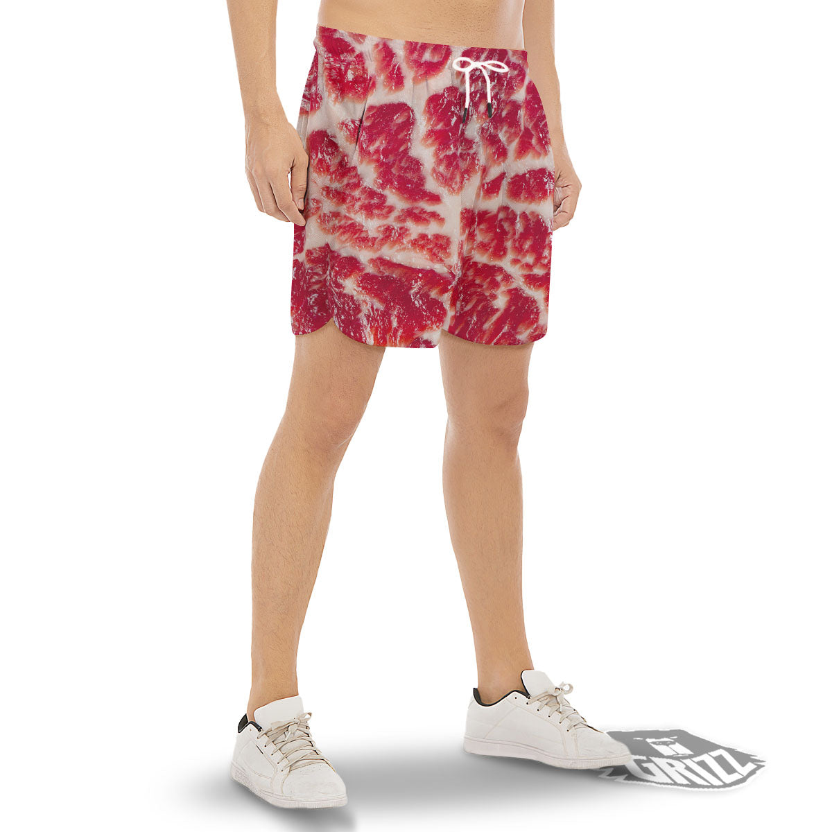 Fresh Meat Print Men's Gym Shorts-grizzshop