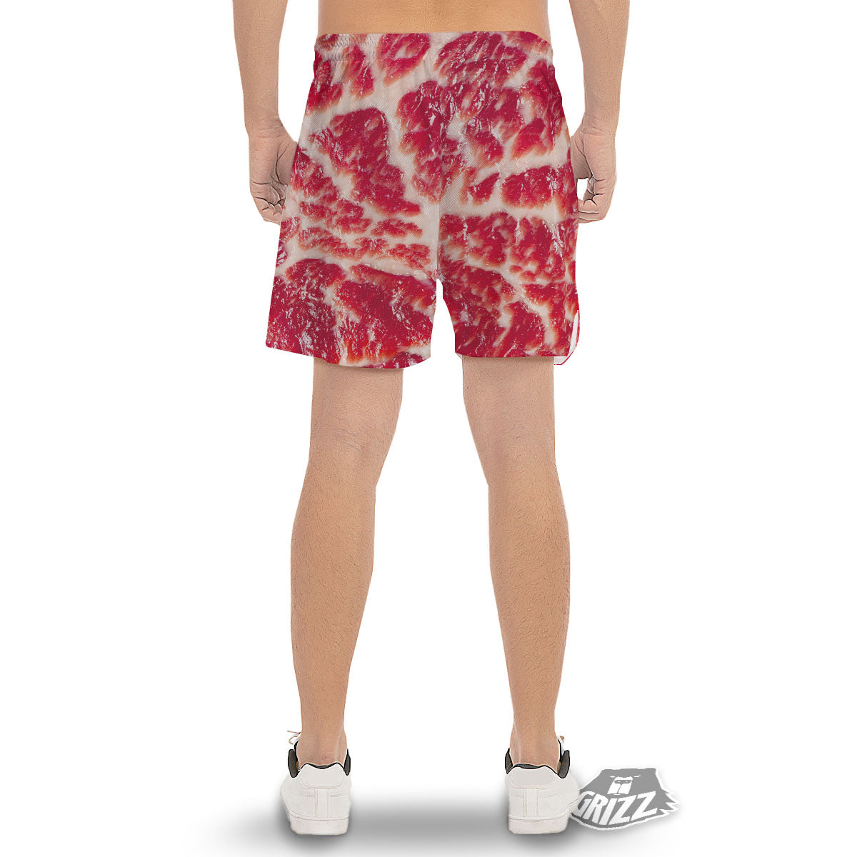 Fresh Meat Print Men's Gym Shorts-grizzshop