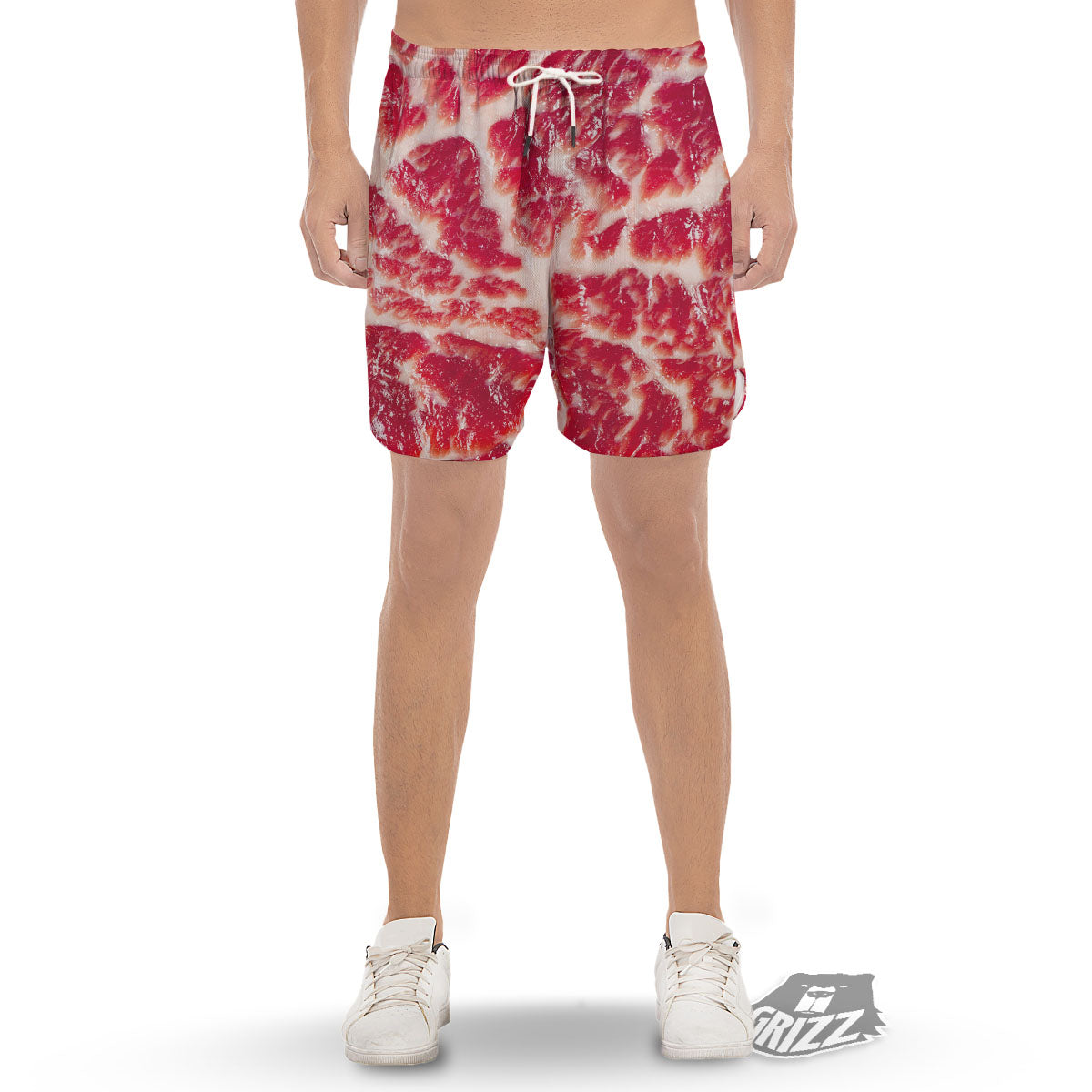 Fresh Meat Print Men's Gym Shorts-grizzshop