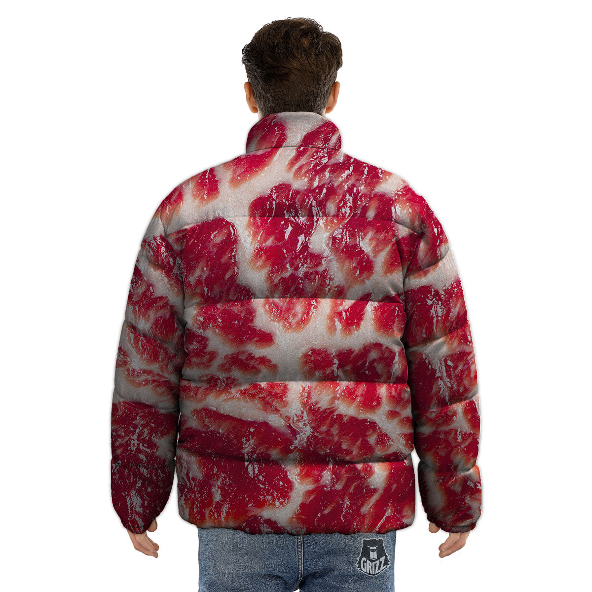 Fresh Meat Print Puffer Jacket-grizzshop