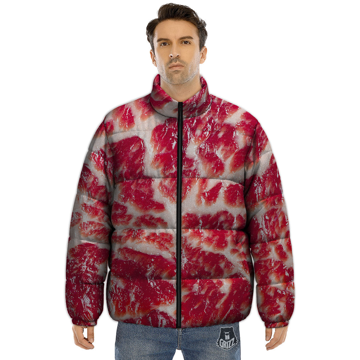 Fresh Meat Print Puffer Jacket-grizzshop