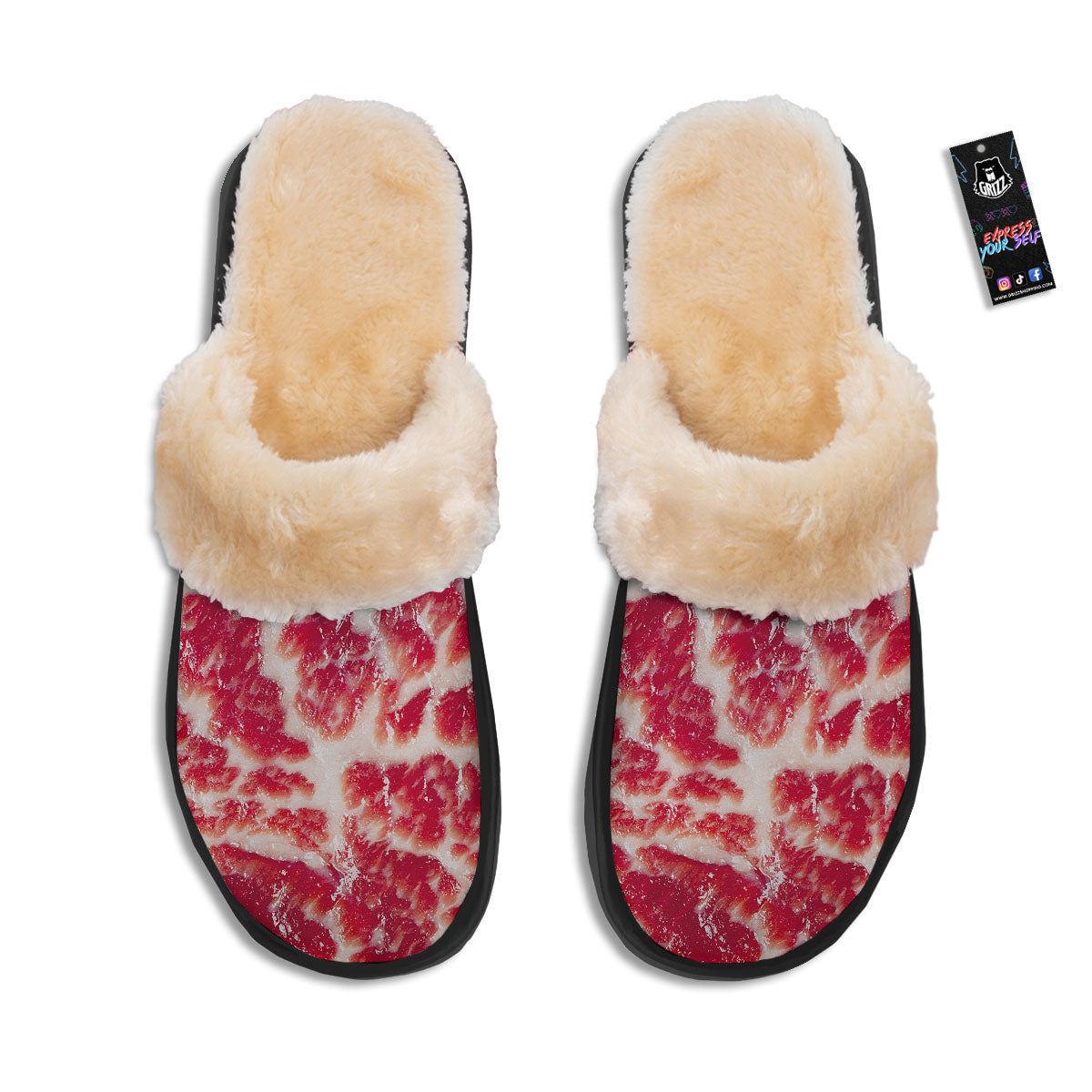 Fresh Meat Print Slippers-grizzshop