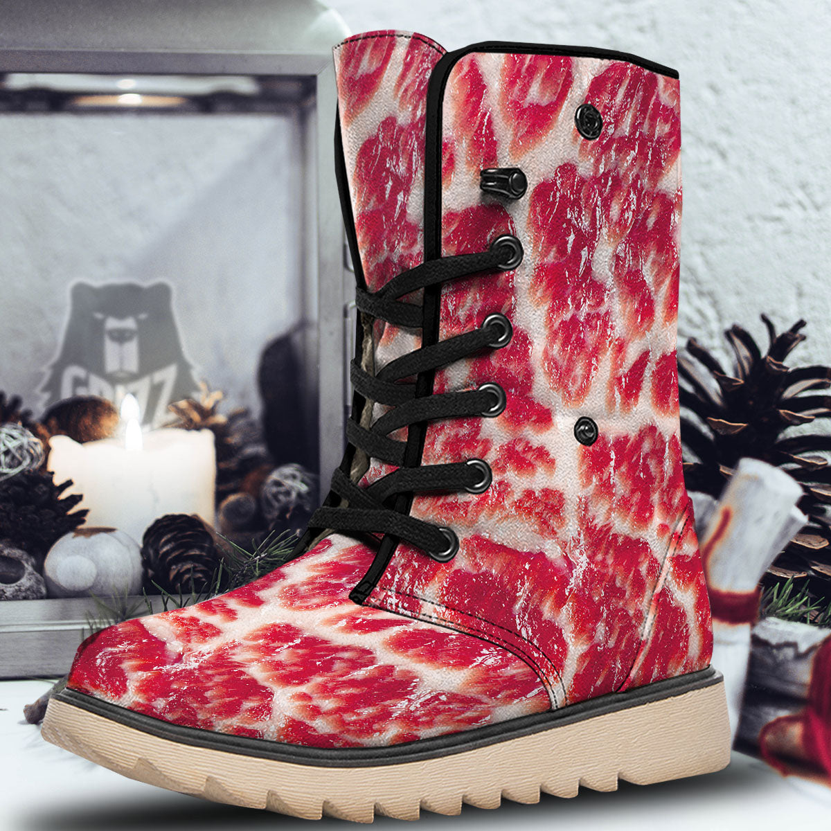 Fresh Meat Print Snow Boots-grizzshop