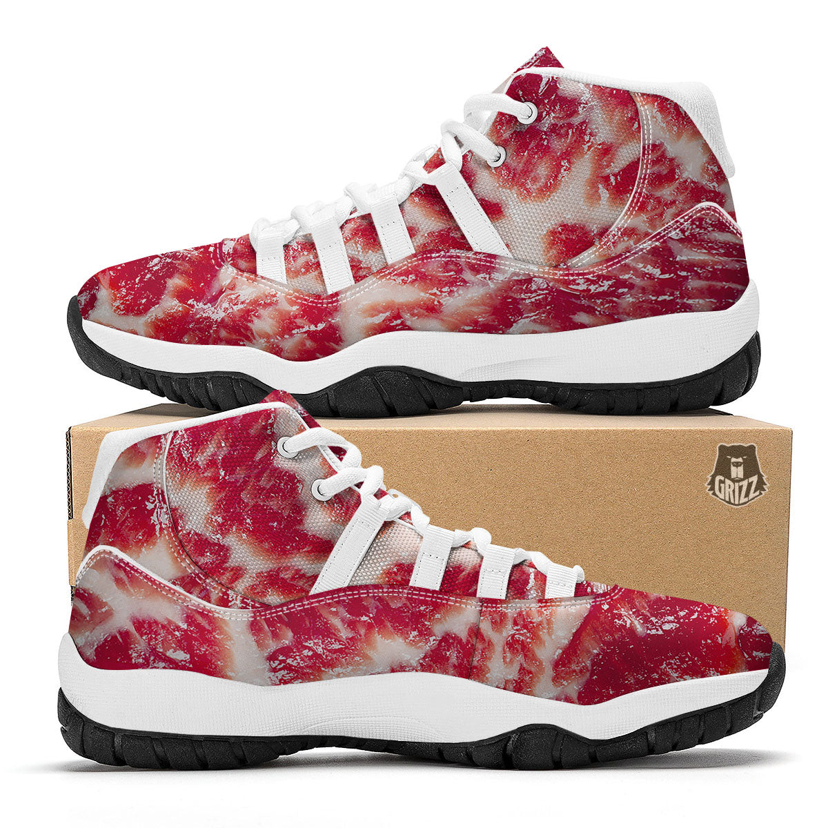 Fresh Meat Print White Bball Shoes-grizzshop
