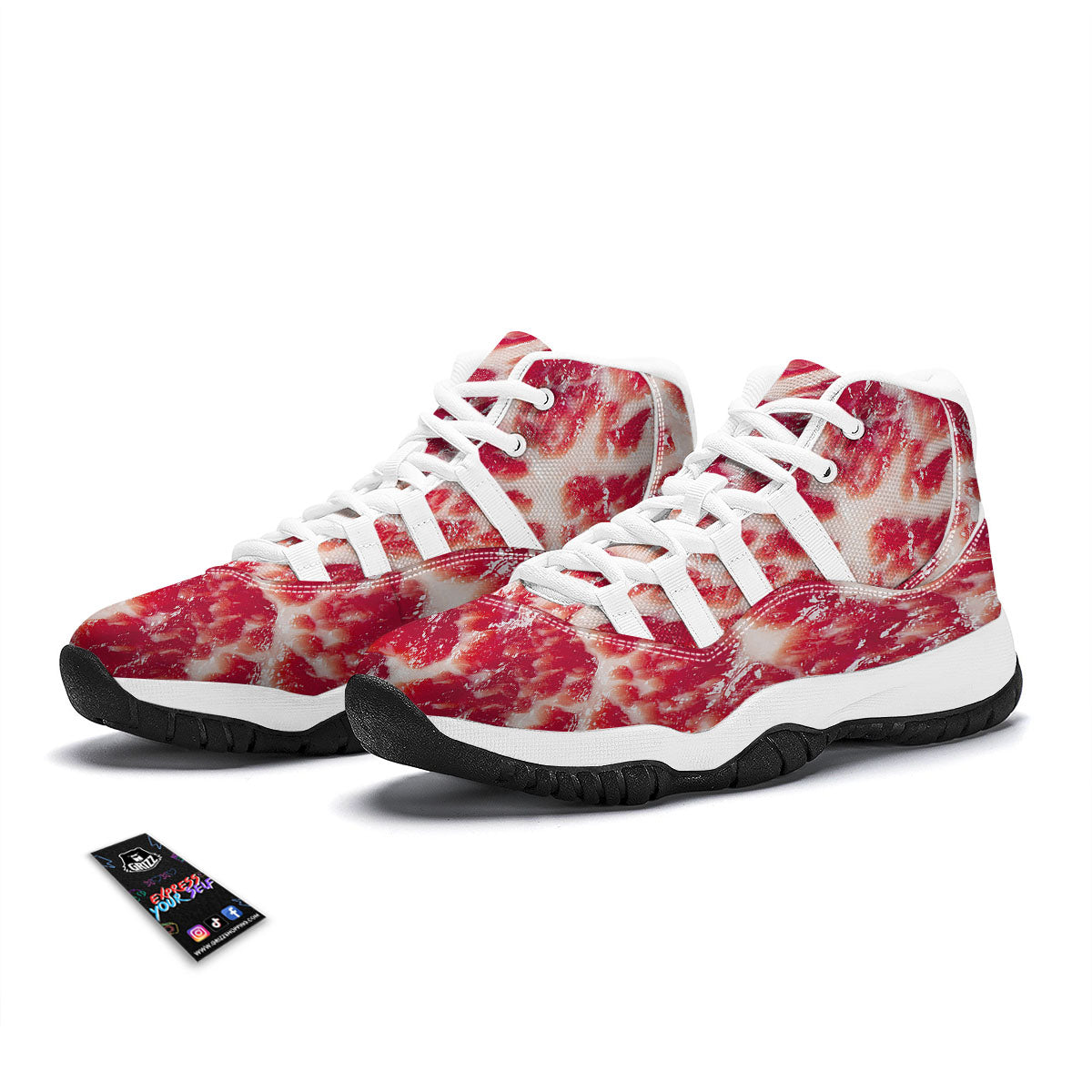 Fresh Meat Print White Bball Shoes-grizzshop
