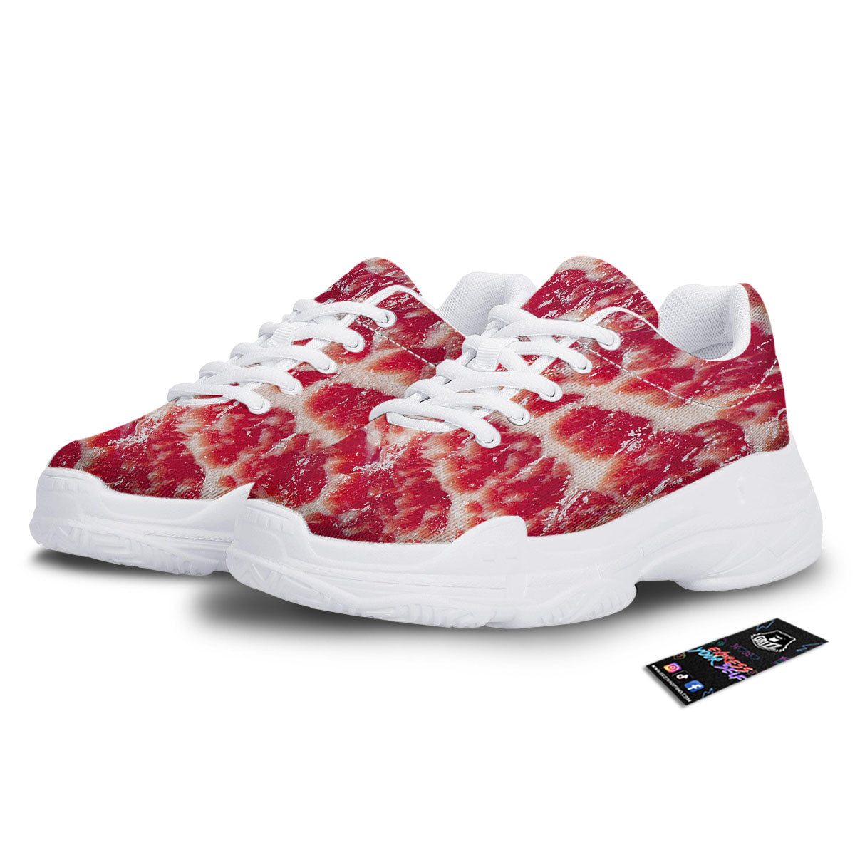 Fresh Meat Print White Chunky Shoes-grizzshop
