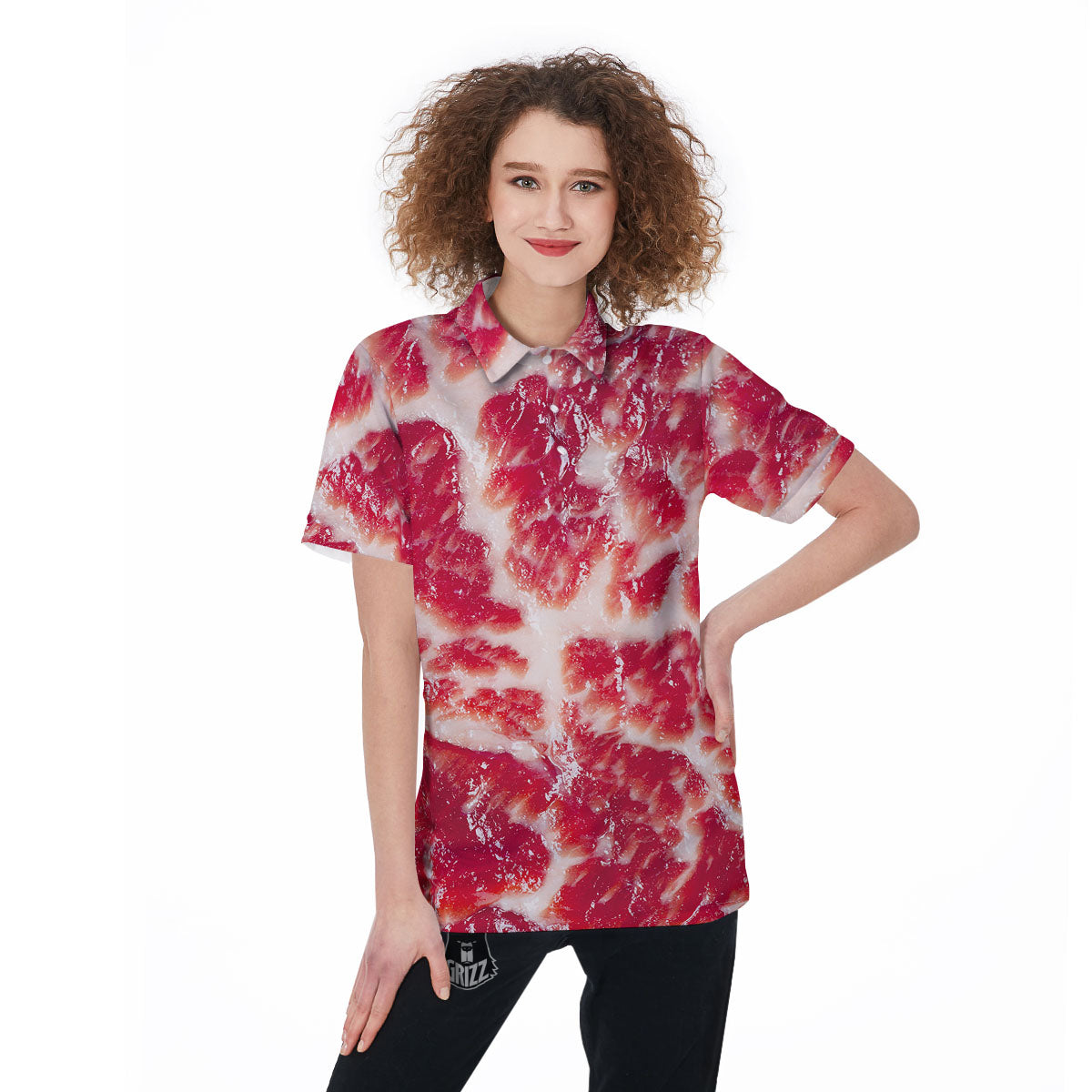 Fresh Meat Print Women's Golf Shirts-grizzshop