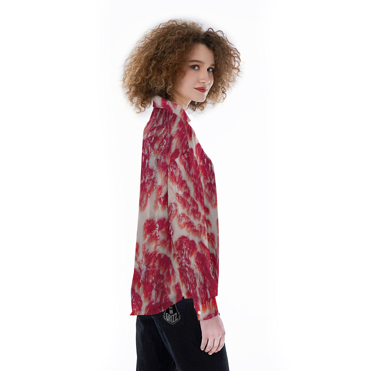 Fresh Meat Print Women's Long Sleeve Shirts-grizzshop