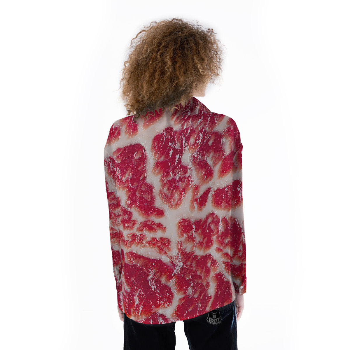 Fresh Meat Print Women's Long Sleeve Shirts-grizzshop
