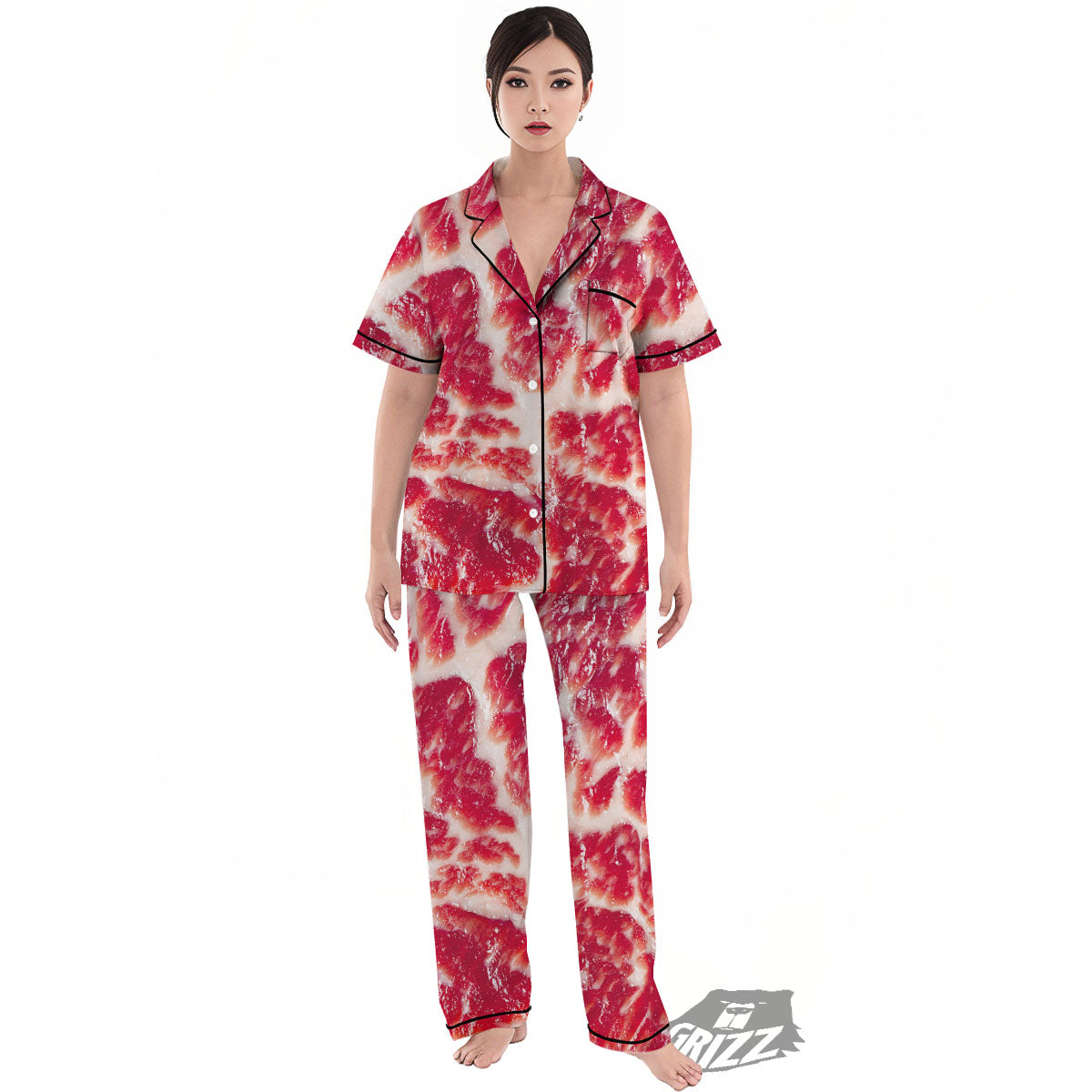Fresh Meat Print Women's Pajamas Set-grizzshop