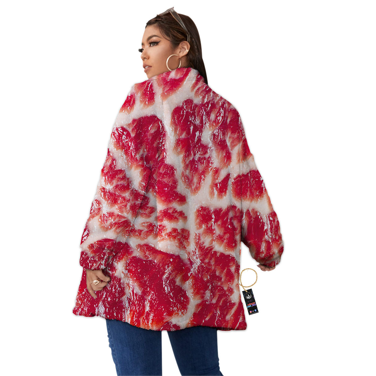 Fresh Meat Print Women's Sherpa Jacket-grizzshop