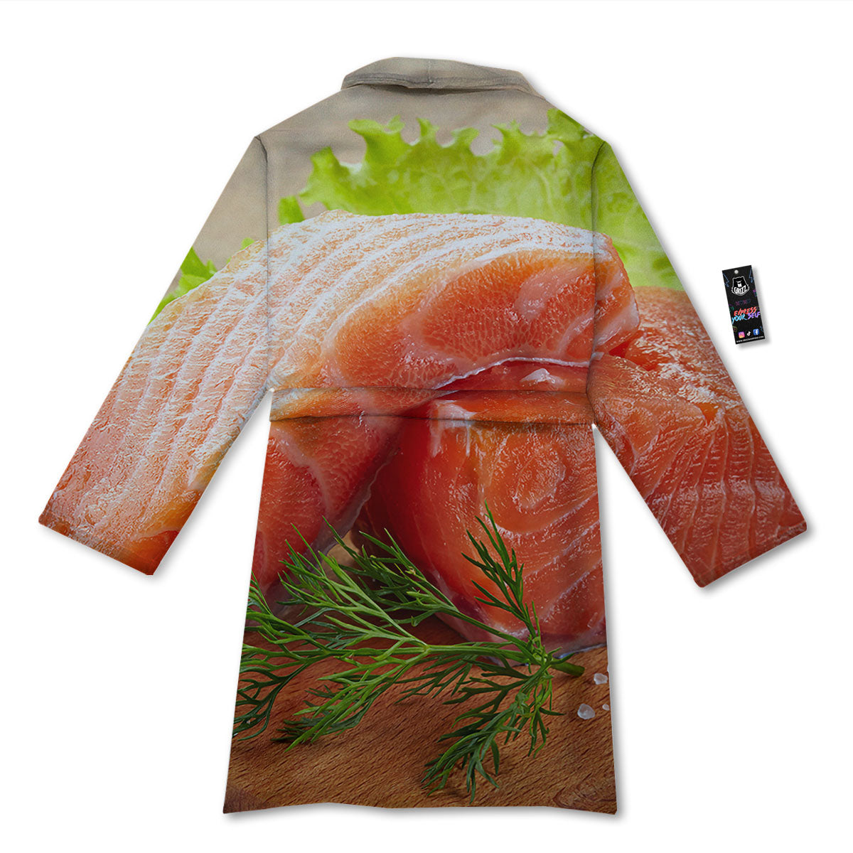 Fresh Salmon Print Bathrobe-grizzshop