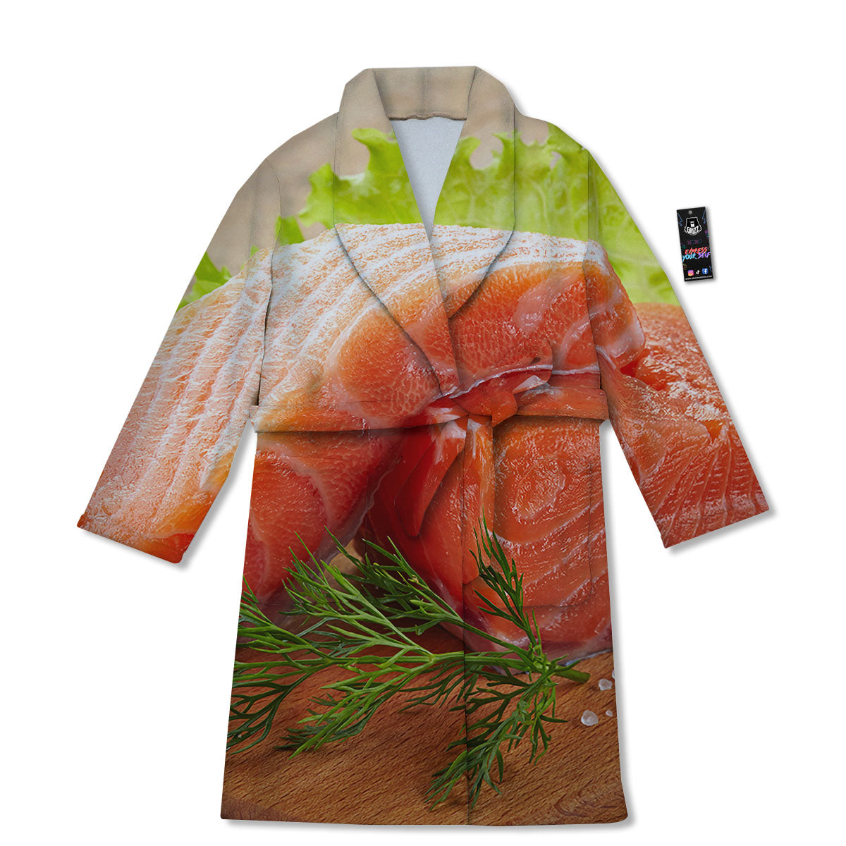Fresh Salmon Print Bathrobe-grizzshop