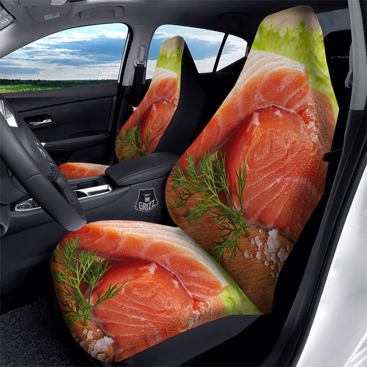 Fresh Salmon Print Car Seat Covers-grizzshop